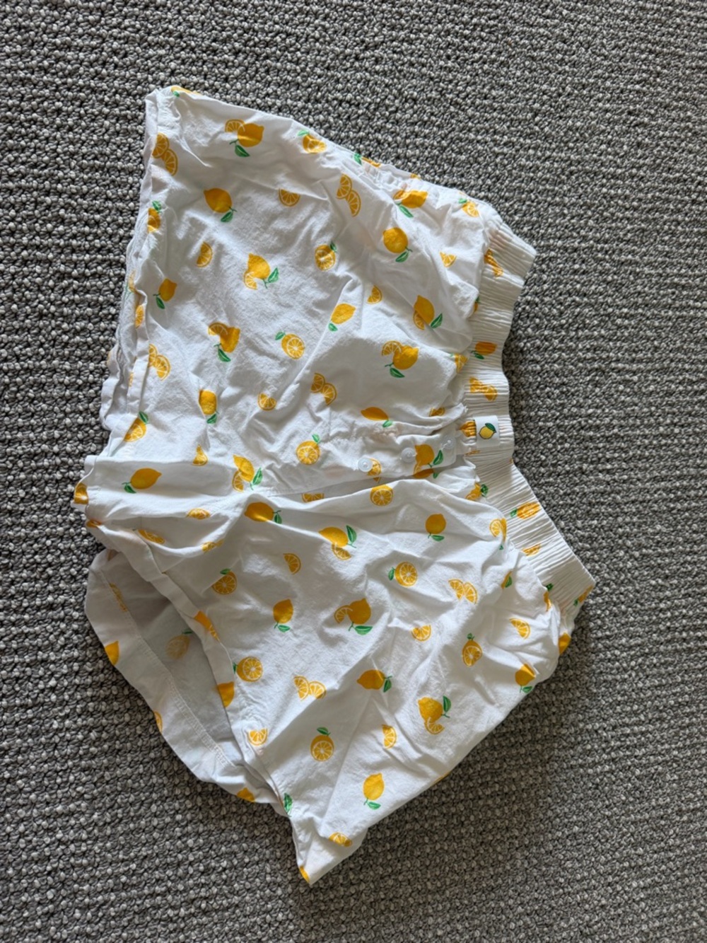 Lemon Print White & Yellow Women's Pajama Shorts